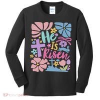 He Is Risen Easter Cross Coquette Jesus Christian Religious Kids Long Sleeve Shirt thumb 0
