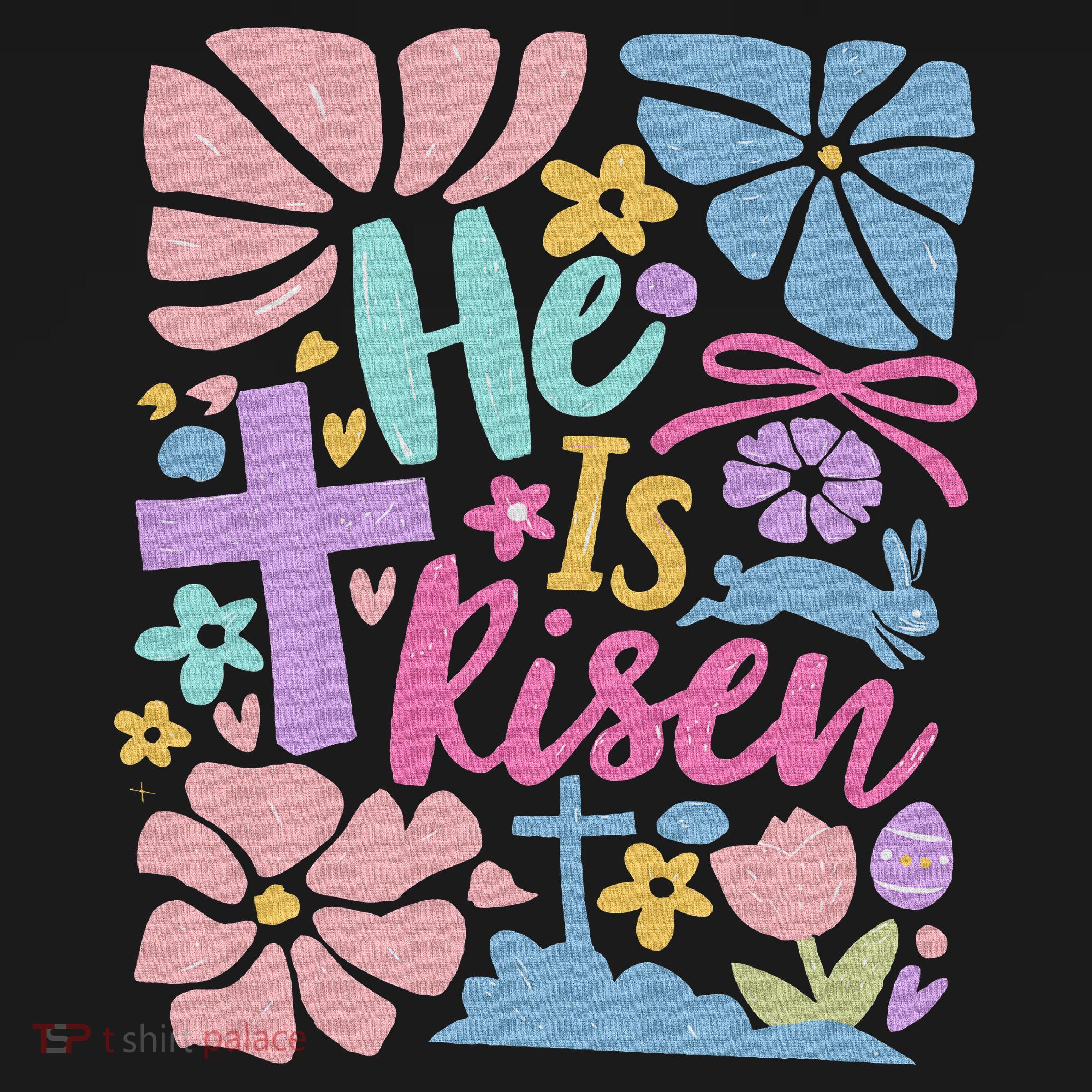He Is Risen Easter Cross Coquette Jesus Christian Religious Kids T-Shirt