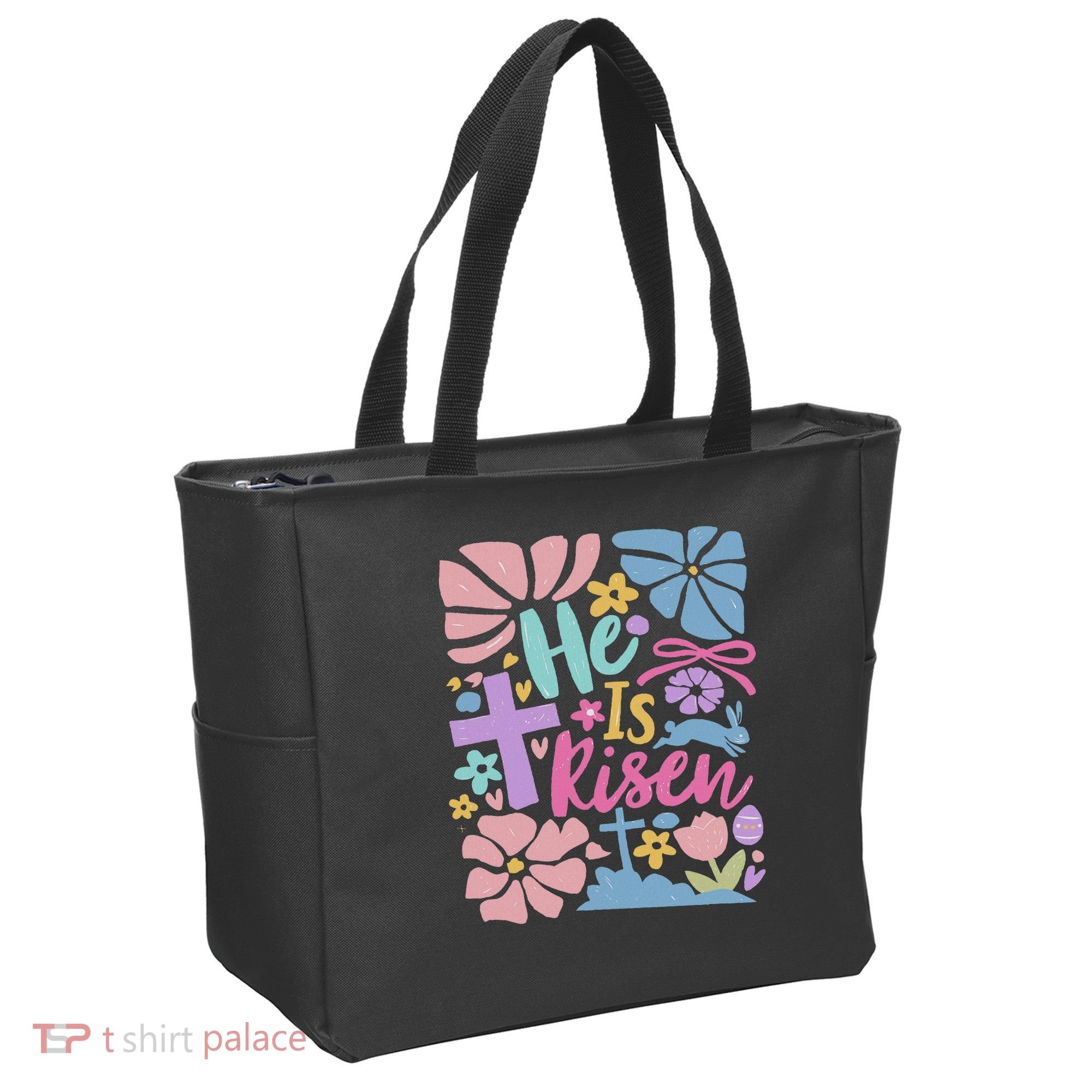 He Is Risen Easter Cross Coquette Jesus Christian Religious Tote Bag