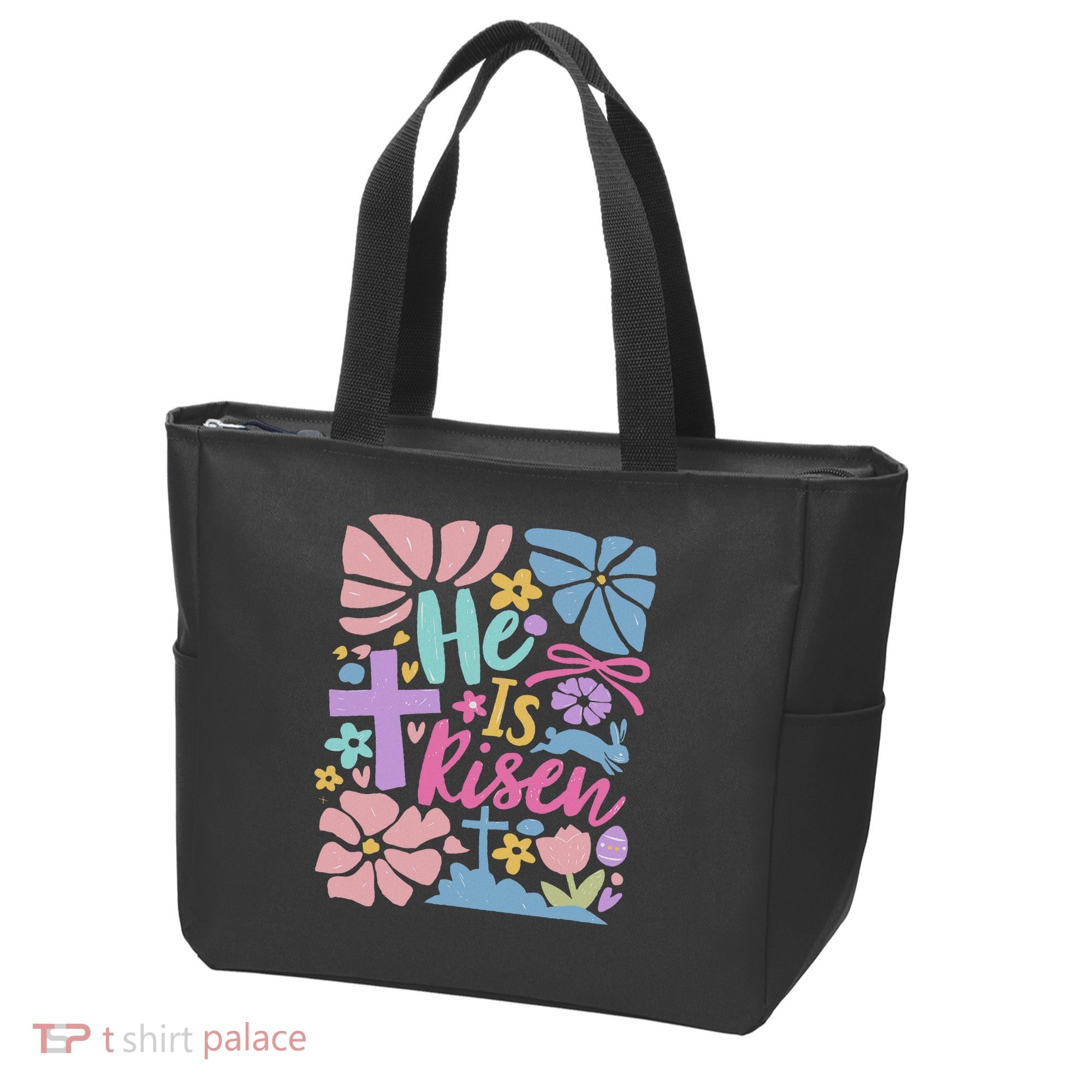 He Is Risen Easter Cross Coquette Jesus Christian Religious Tote Bag