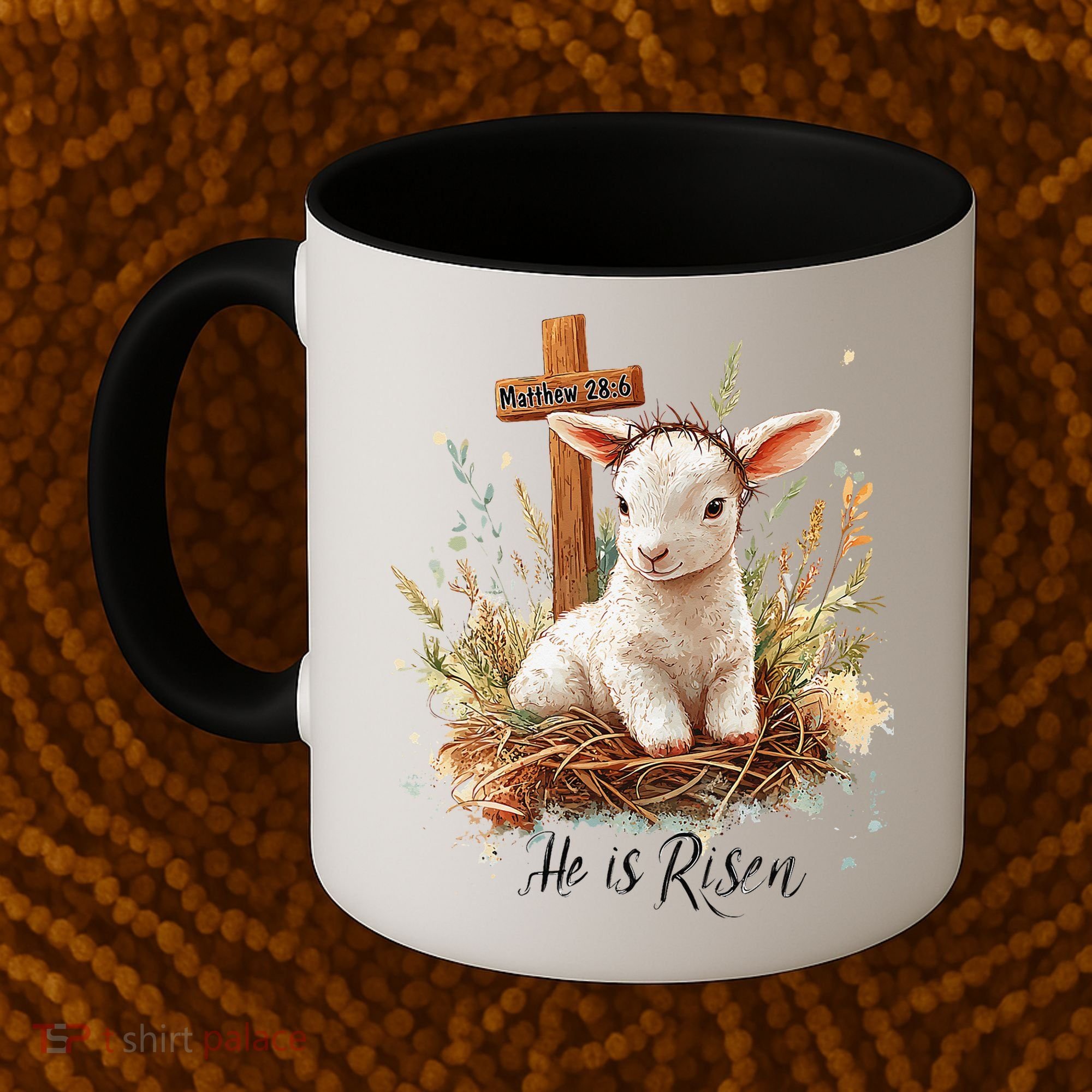 He Is Risen Lamb Matthew 286 Christian Jesus Bible Verses Coffee Mug