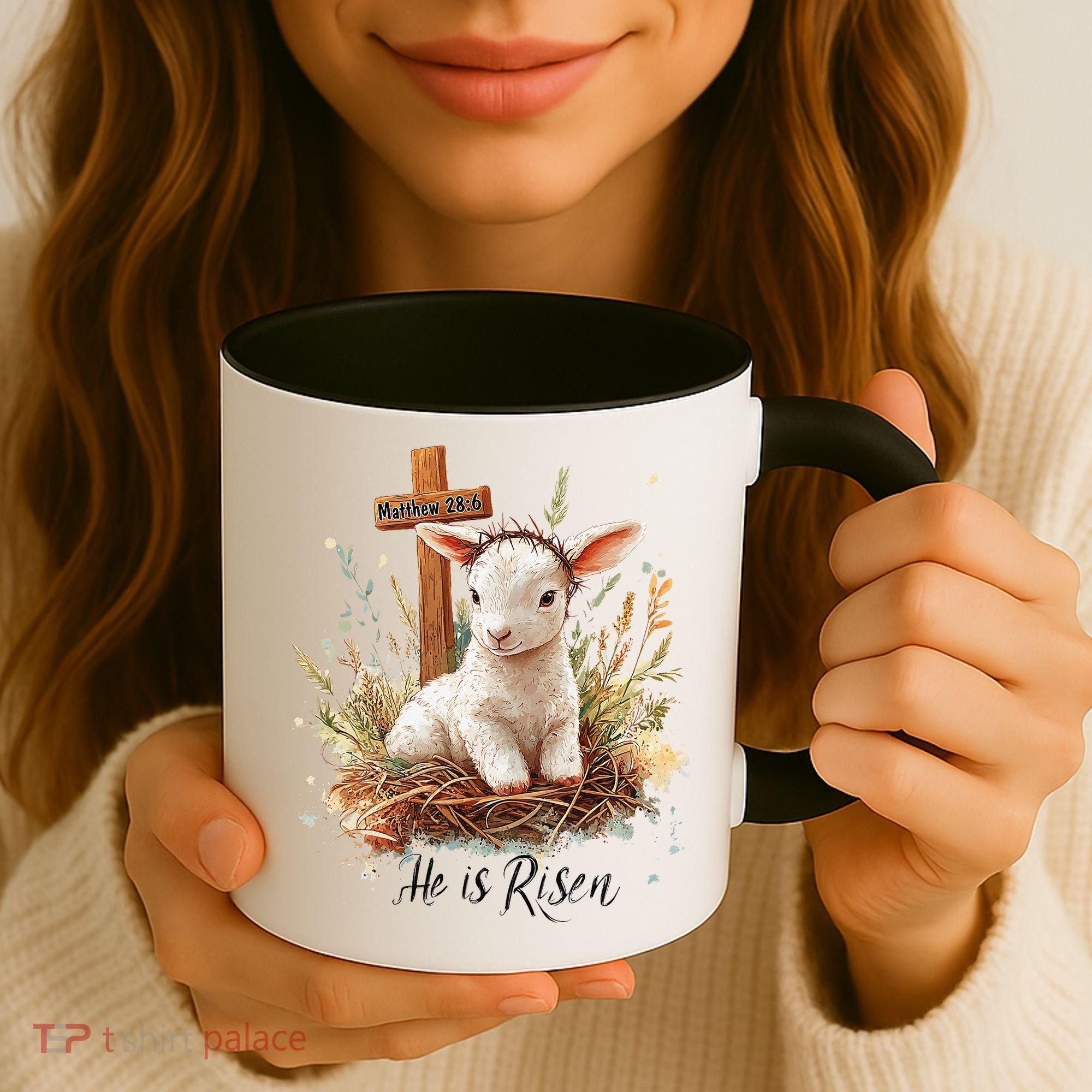 He Is Risen Lamb Matthew 286 Christian Jesus Bible Verses Coffee Mug