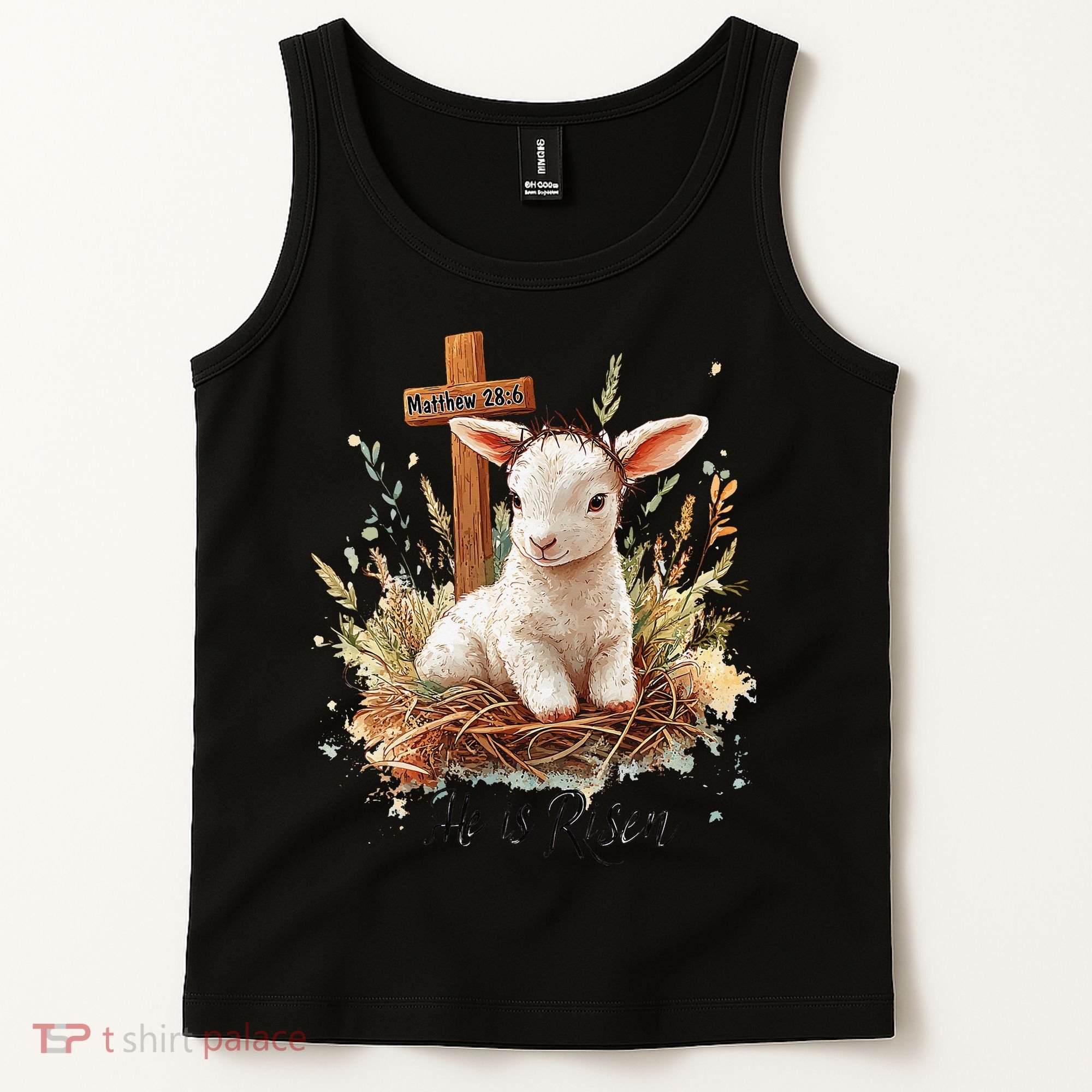 He Is Risen Lamb Matthew 286 Christian Jesus Bible Verses Tank Top
