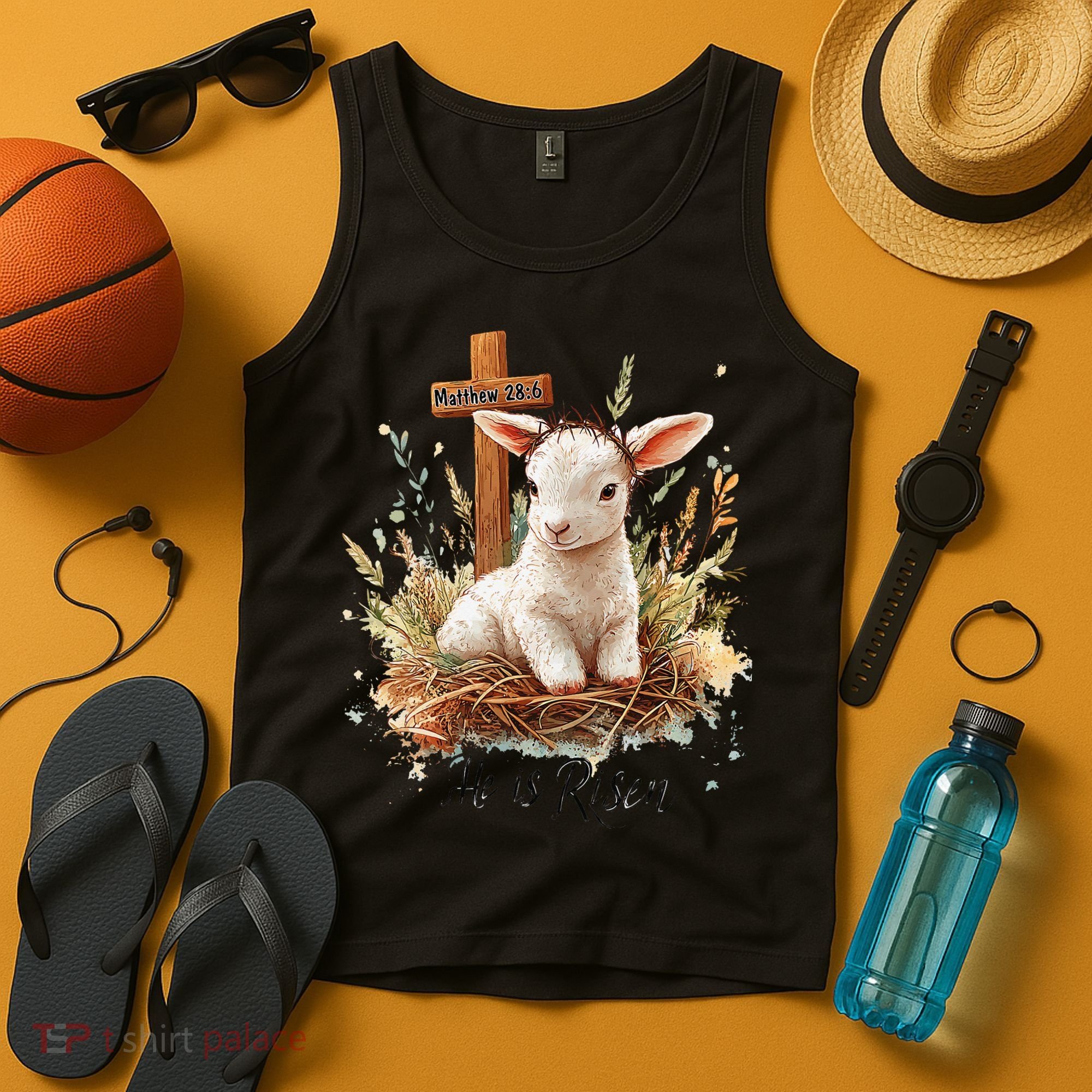 He Is Risen Lamb Matthew 286 Christian Jesus Bible Verses Tank Top