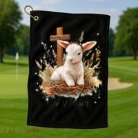 He Is Risen Lamb Matthew 286 Christian Jesus Bible Verses Golf Towel thumb 1