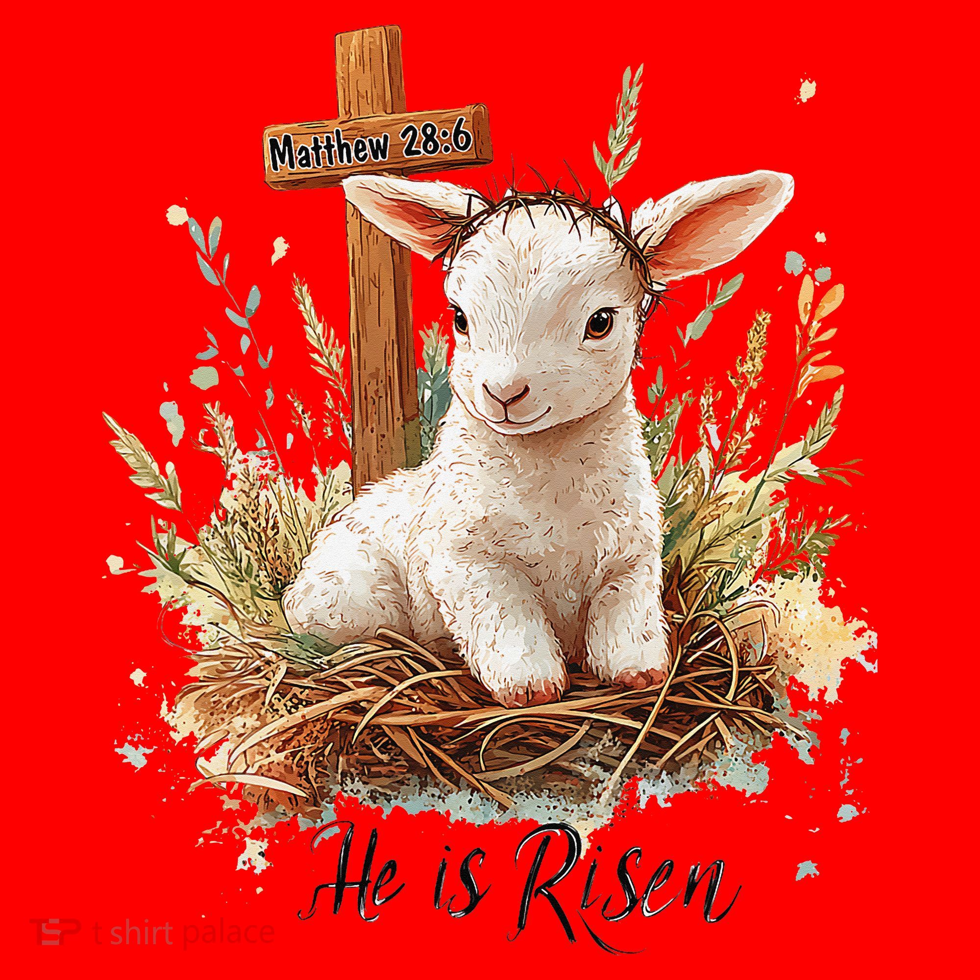 He Is Risen Lamb Matthew 286 Christian Jesus Bible Verses Santa Hat