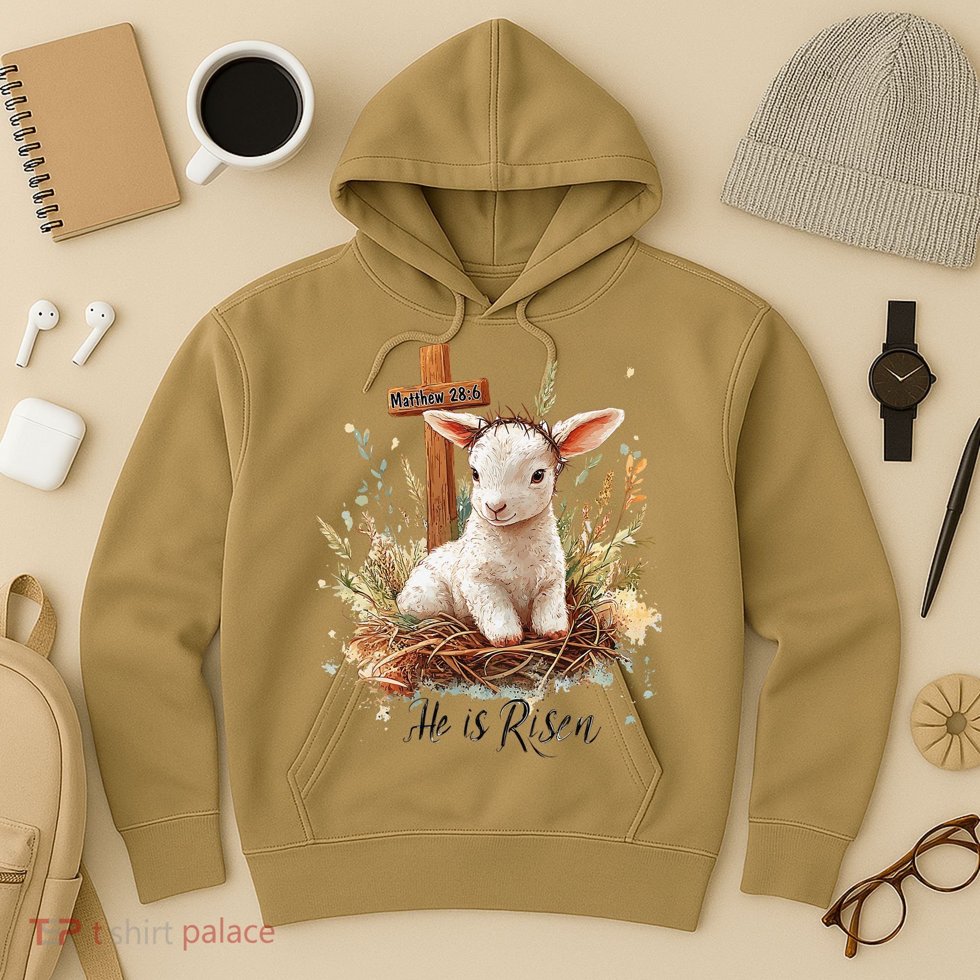 He Is Risen Lamb Matthew 286 Christian Jesus Bible Verses Hoodie