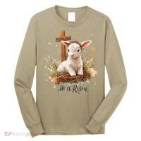 He Is Risen Lamb Matthew 286 Christian Jesus Bible Verses Long Sleeve Shirt thumb 0