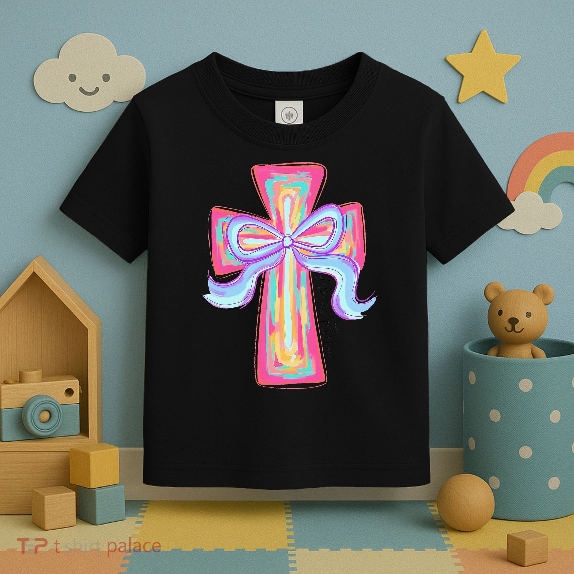 He Is Risen Jesus Christian Happy Easter Women Toddler T-Shirt
