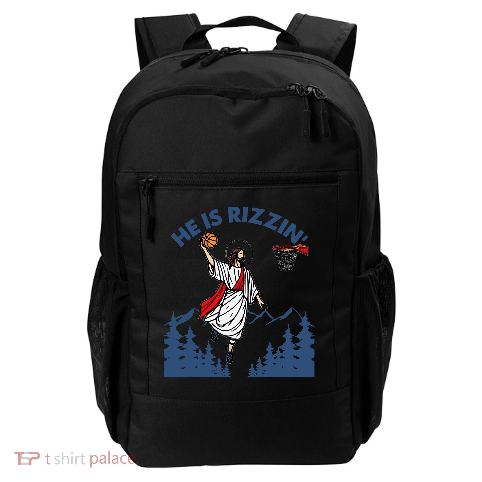 He Is Rizzin Jesus Basketball Easter Religious Backpack