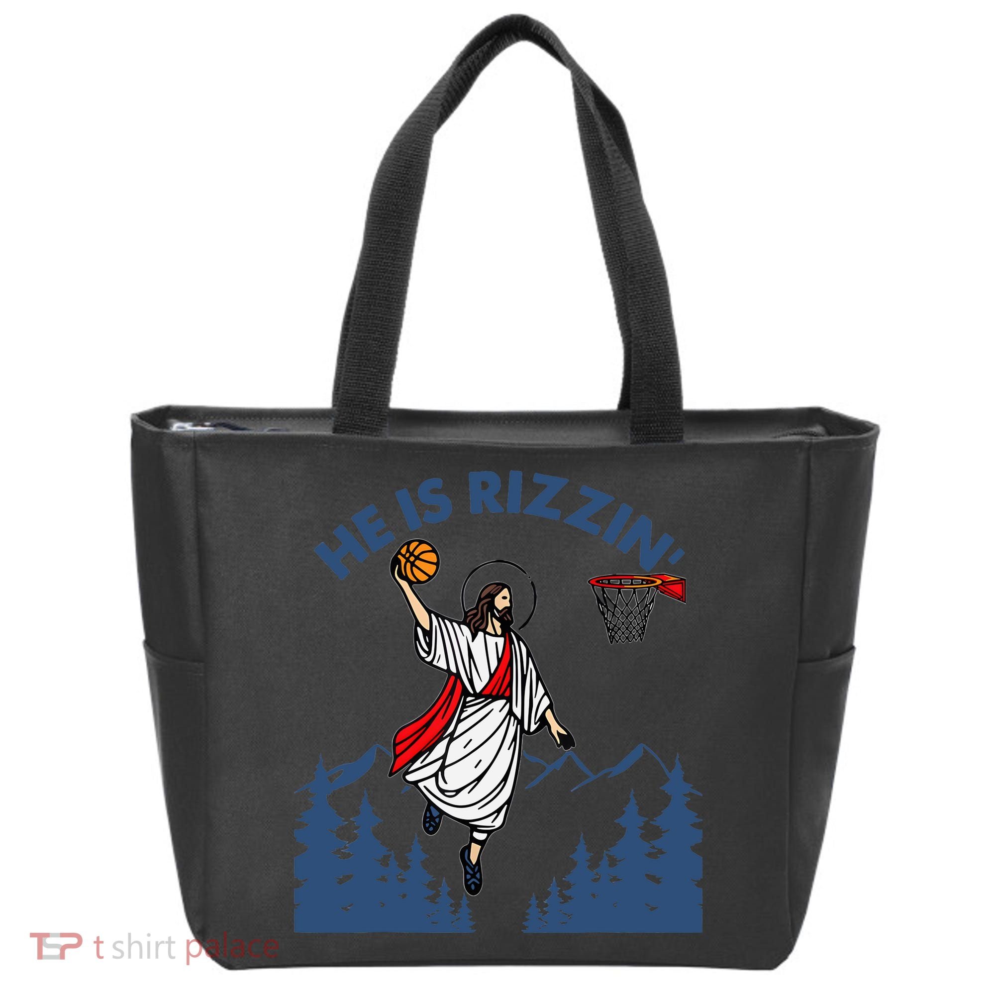 He Is Rizzin Jesus Basketball Easter Religious Tote Bag