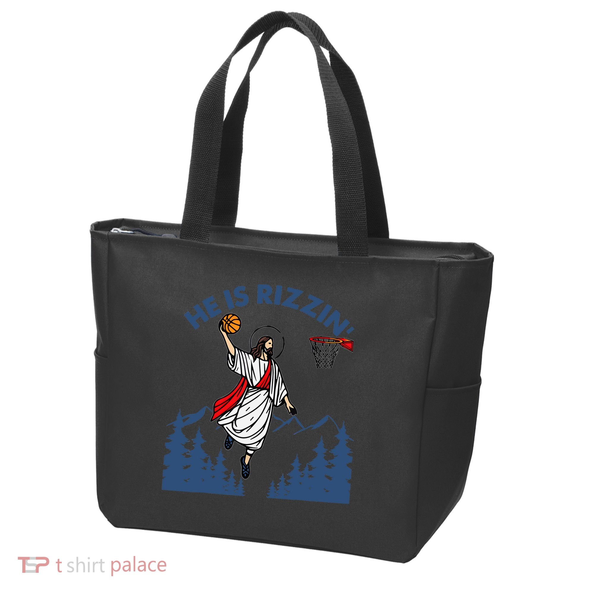 He Is Rizzin Jesus Basketball Easter Religious Tote Bag