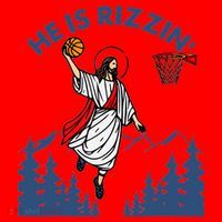He Is Rizzin Jesus Basketball Easter Religious Santa Hat thumb 1