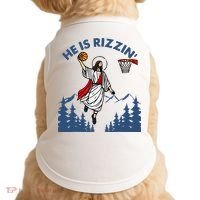He Is Rizzin Jesus Basketball Easter Religious Doggie Tank thumb 0