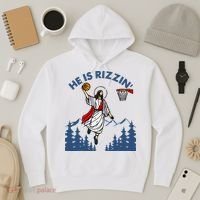 He Is Rizzin Jesus Basketball Easter Religious Hoodie thumb 3