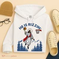 He Is Rizzin Jesus Basketball Easter Religious Hoodie thumb 4