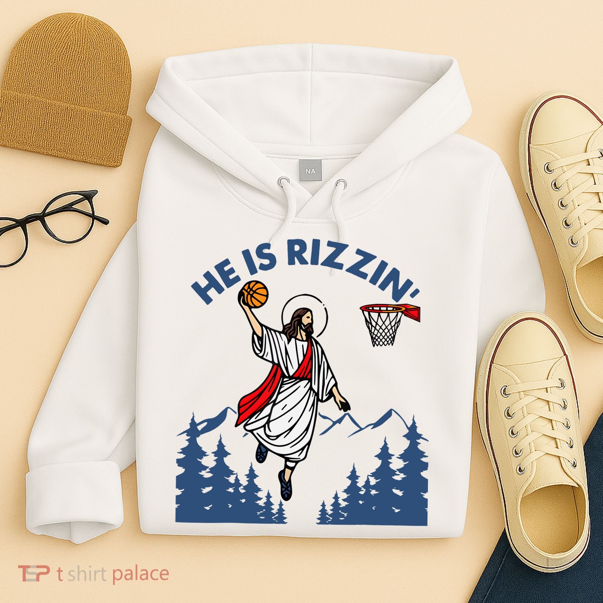 He Is Rizzin Jesus Basketball Easter Religious Hoodie