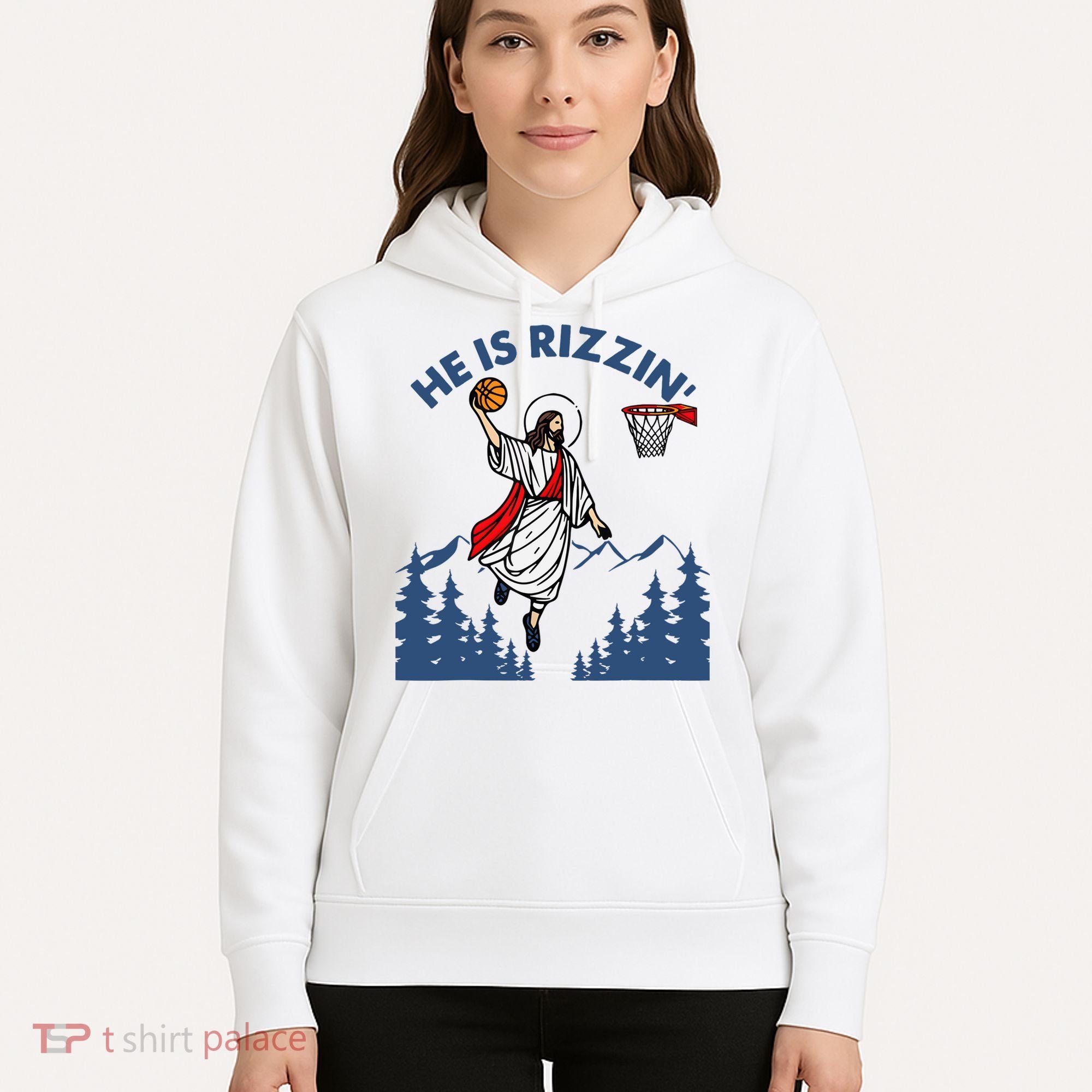 He Is Rizzin Jesus Basketball Easter Religious Hoodie