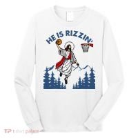 He Is Rizzin Jesus Basketball Easter Religious Long Sleeve Shirt thumb 0