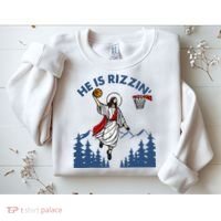 He Is Rizzin Jesus Basketball Easter Religious Sweatshirt thumb 2