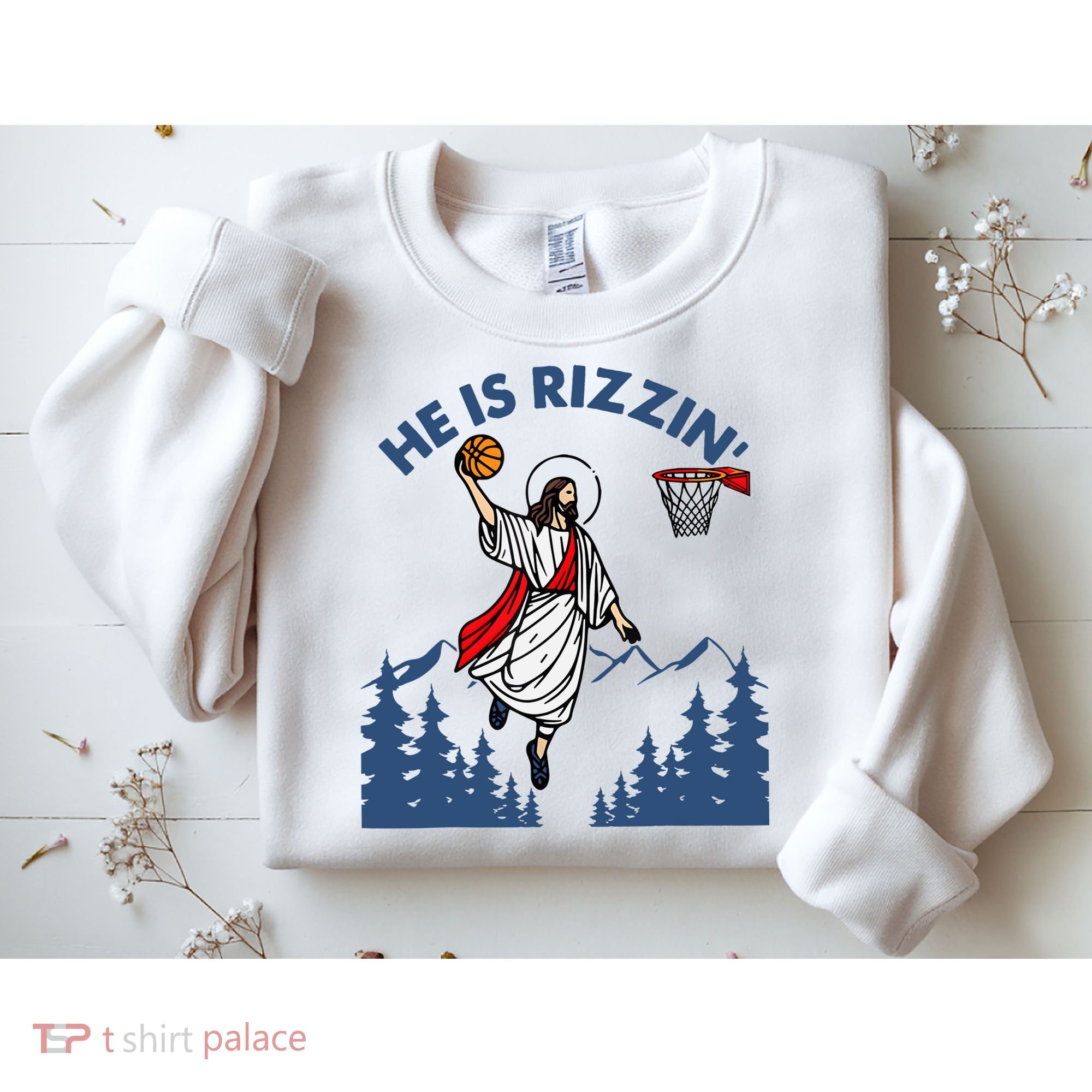 He Is Rizzin Jesus Basketball Easter Religious Sweatshirt