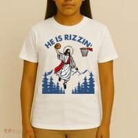 He Is Rizzin Jesus Basketball Easter Religious T-Shirt thumb 4