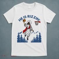 He Is Rizzin Jesus Basketball Easter Religious T-Shirt thumb 5