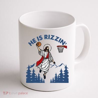 He Is Rizzin Jesus Basketball Easter Religious Coffee Mug back