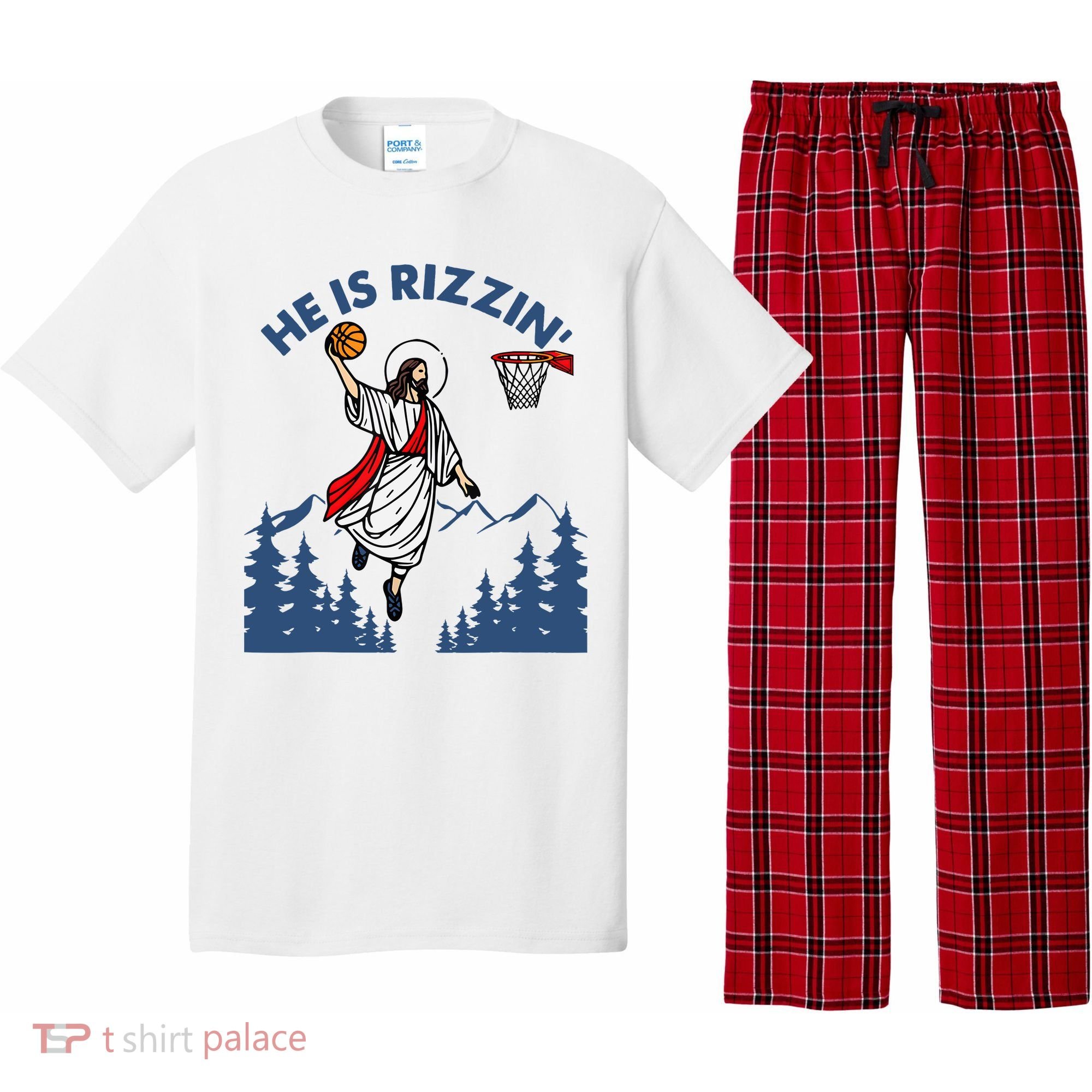 He Is Rizzin Jesus Basketball Easter Religious Pajama Set
