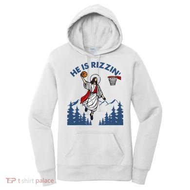 He Is Rizzin Jesus Basketball Easter Religious Women's Hoodie
