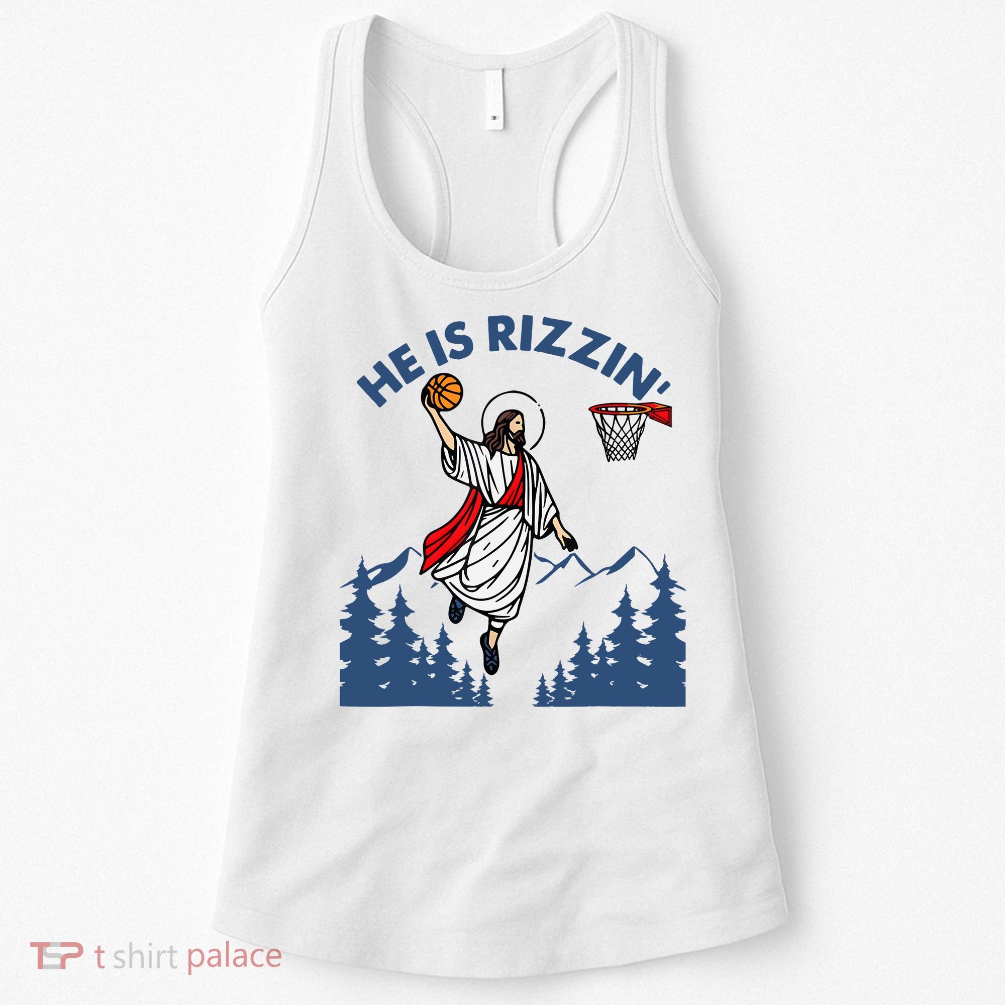 He Is Rizzin Jesus Basketball Easter Religious Women's Tank Top