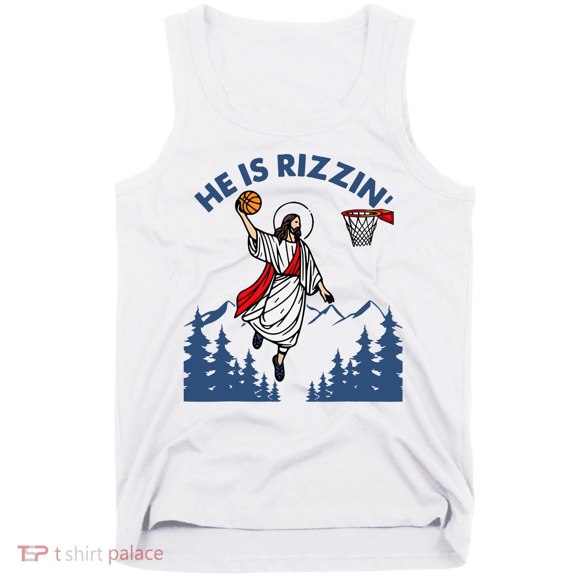 He Is Rizzin Jesus Basketball Easter Religious Tank Top