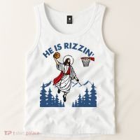 He Is Rizzin Jesus Basketball Easter Religious Tank Top thumb 2