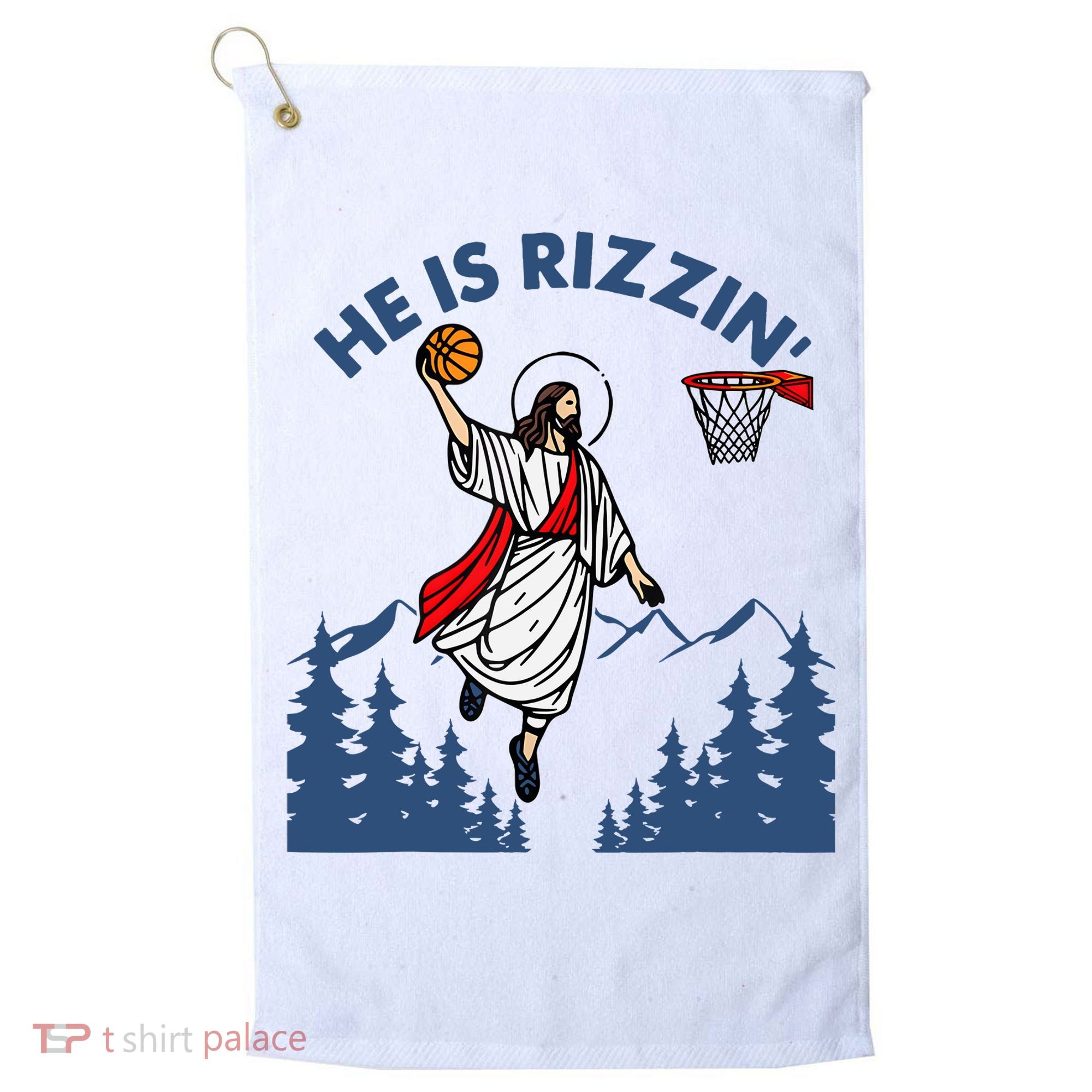 He Is Rizzin Jesus Basketball Easter Religious Golf Towel