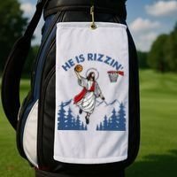 He Is Rizzin Jesus Basketball Easter Religious Golf Towel thumb 2