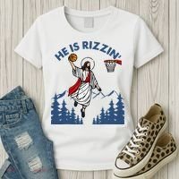 He Is Rizzin Jesus Basketball Easter Religious Women's T-Shirt thumb 3