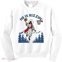 He Is Rizzin Jesus Basketball Easter Religious Kids Sweatshirt thumb 0