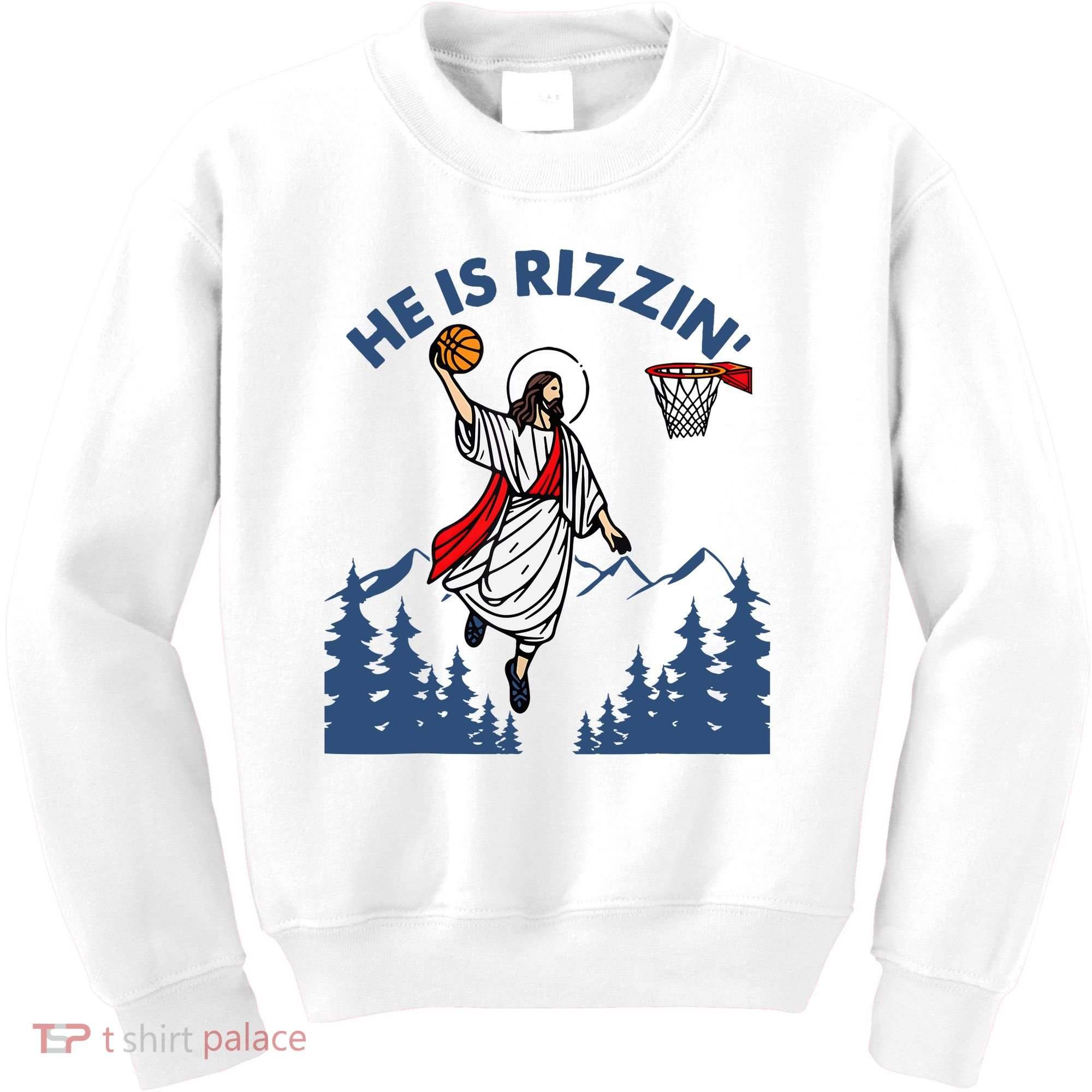 He Is Rizzin Jesus Basketball Easter Religious Kids Sweatshirt