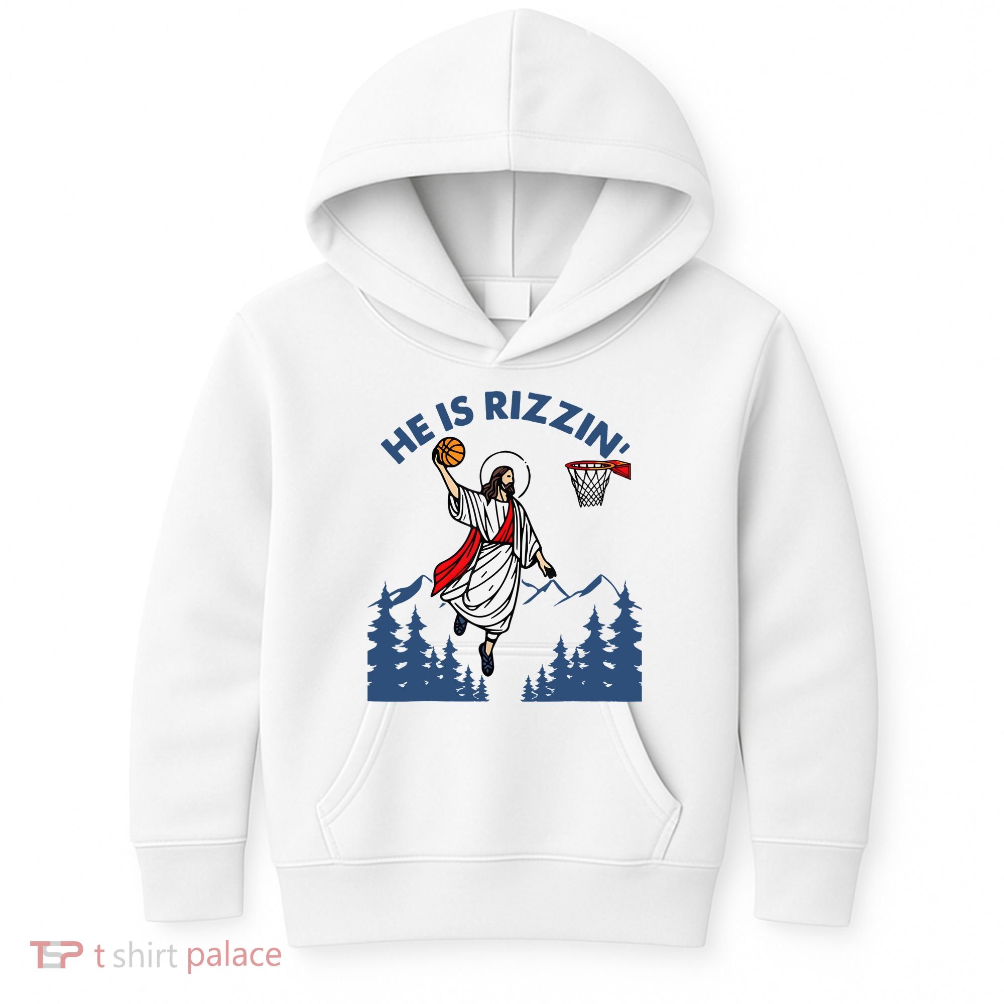 He Is Rizzin Jesus Basketball Easter Religious Kids Hoodie