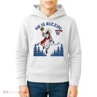 He Is Rizzin Jesus Basketball Easter Religious Kids Hoodie thumb 4