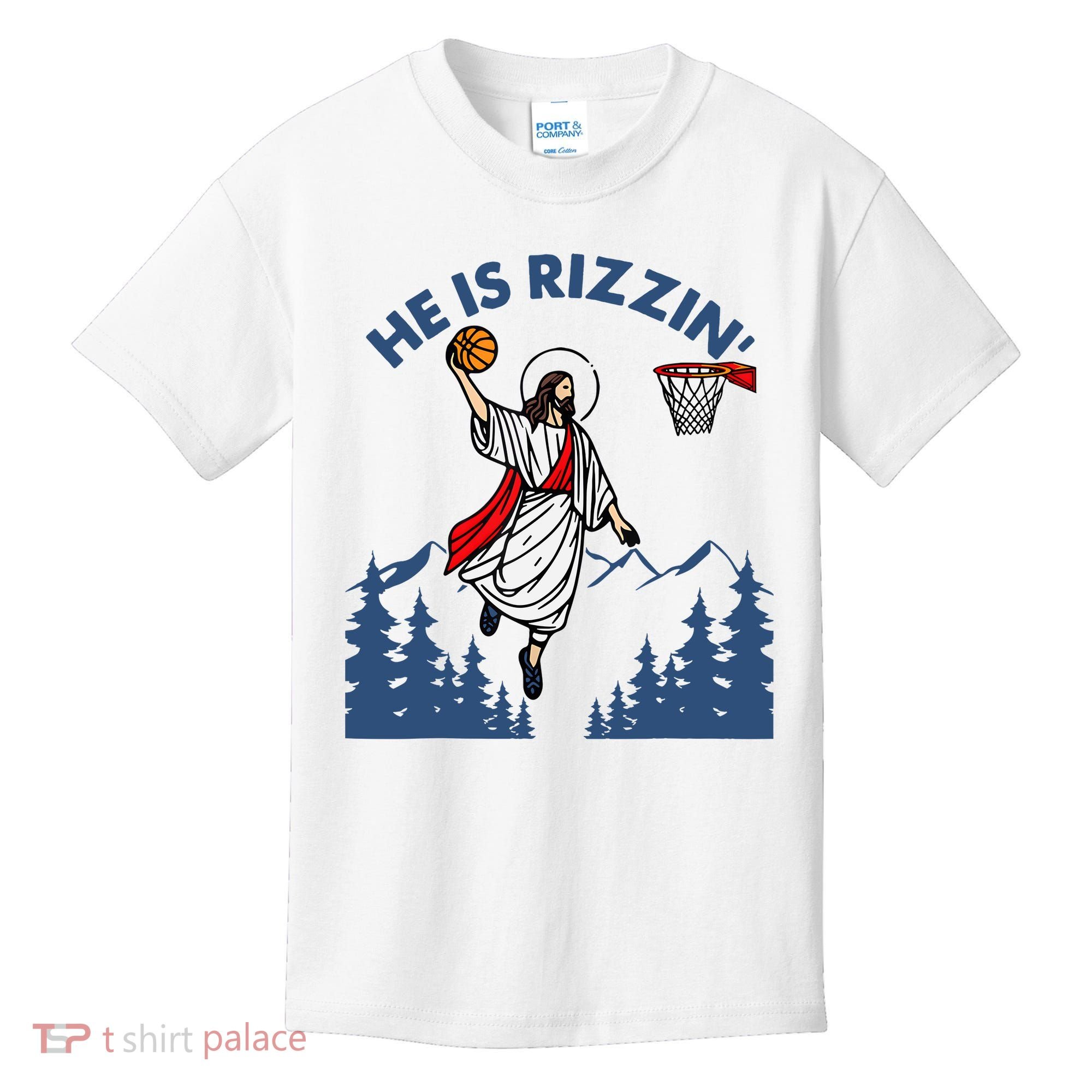 He Is Rizzin Jesus Basketball Easter Religious Kids T-Shirt