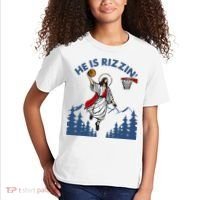 He Is Rizzin Jesus Basketball Easter Religious Kids T-Shirt thumb 2