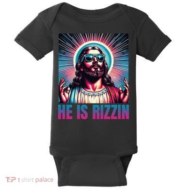 He Is Rizzin Jesus Is Rizzen Baby Bodysuit