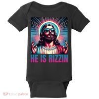 He Is Rizzin Jesus Is Rizzen Baby Bodysuit thumb 0