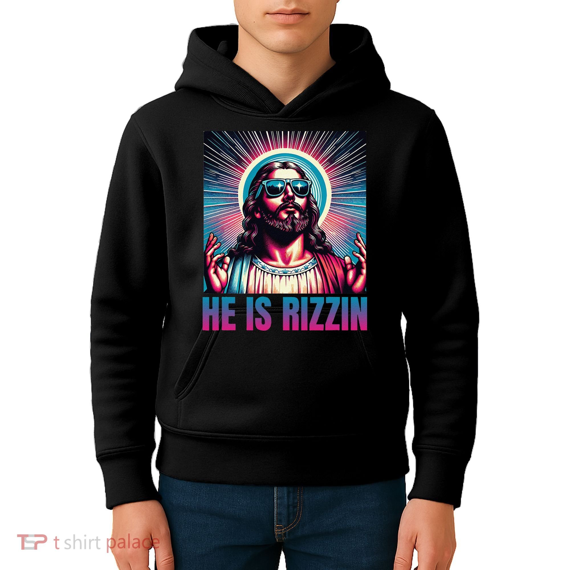 He Is Rizzin Jesus Is Rizzen Kids Hoodie