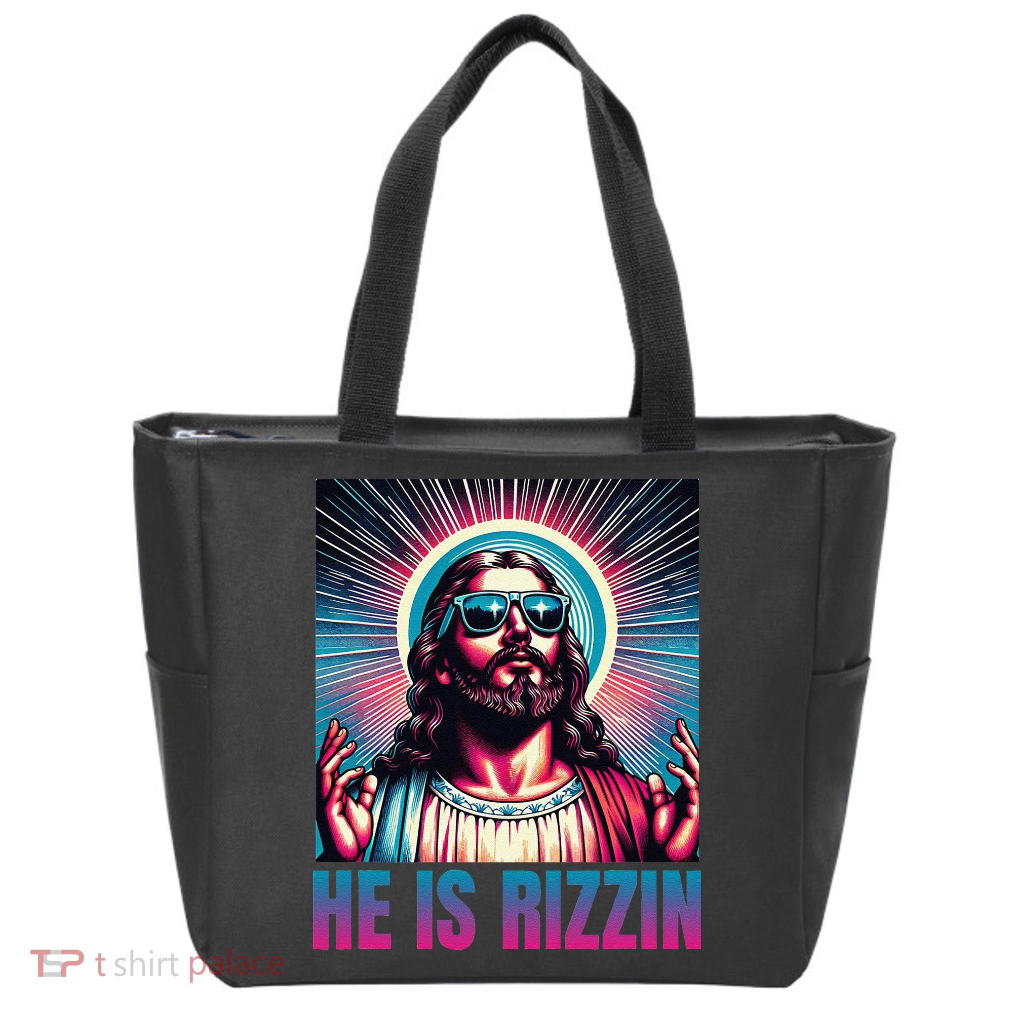He Is Rizzin Jesus Is Rizzen Tote Bag