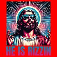 He Is Rizzin Jesus Is Rizzen Santa Hat thumb 1