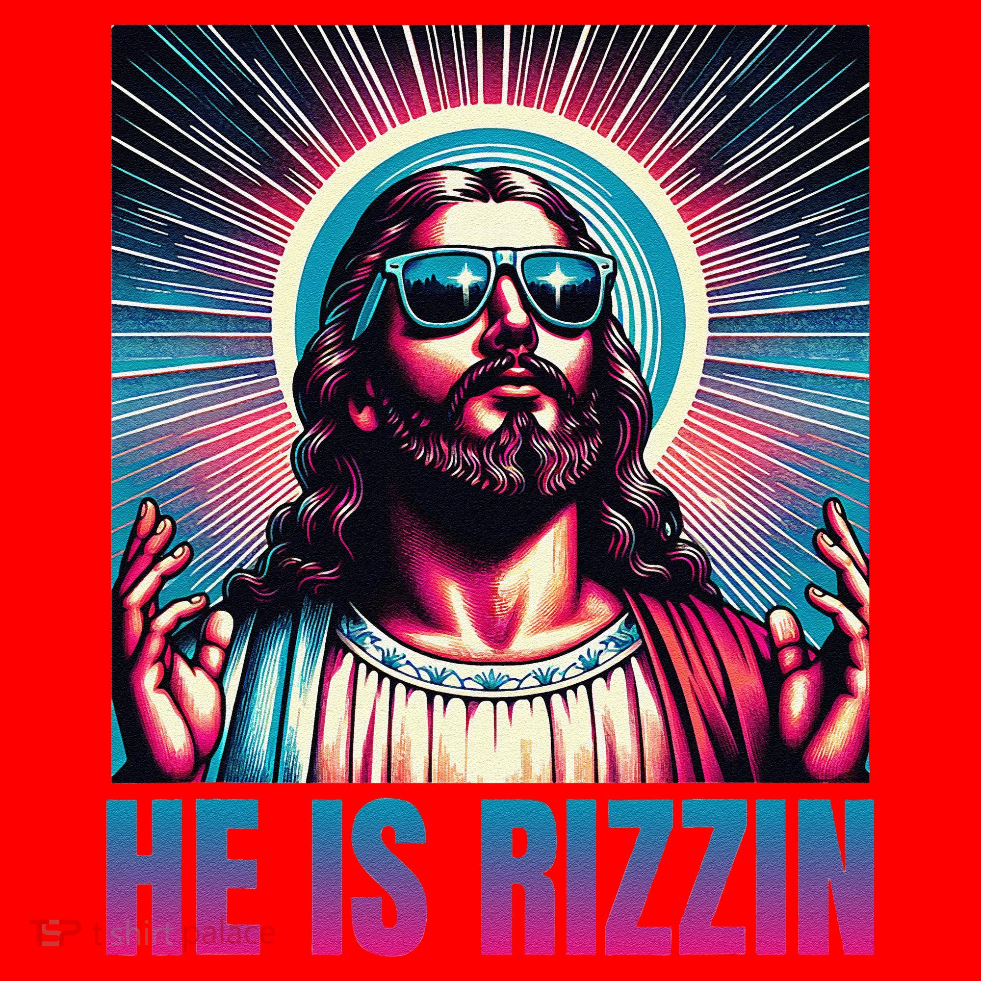 He Is Rizzin Jesus Is Rizzen Santa Hat