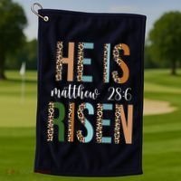 He Is Risen Matthew Bible Verse Golf Towel thumb 1