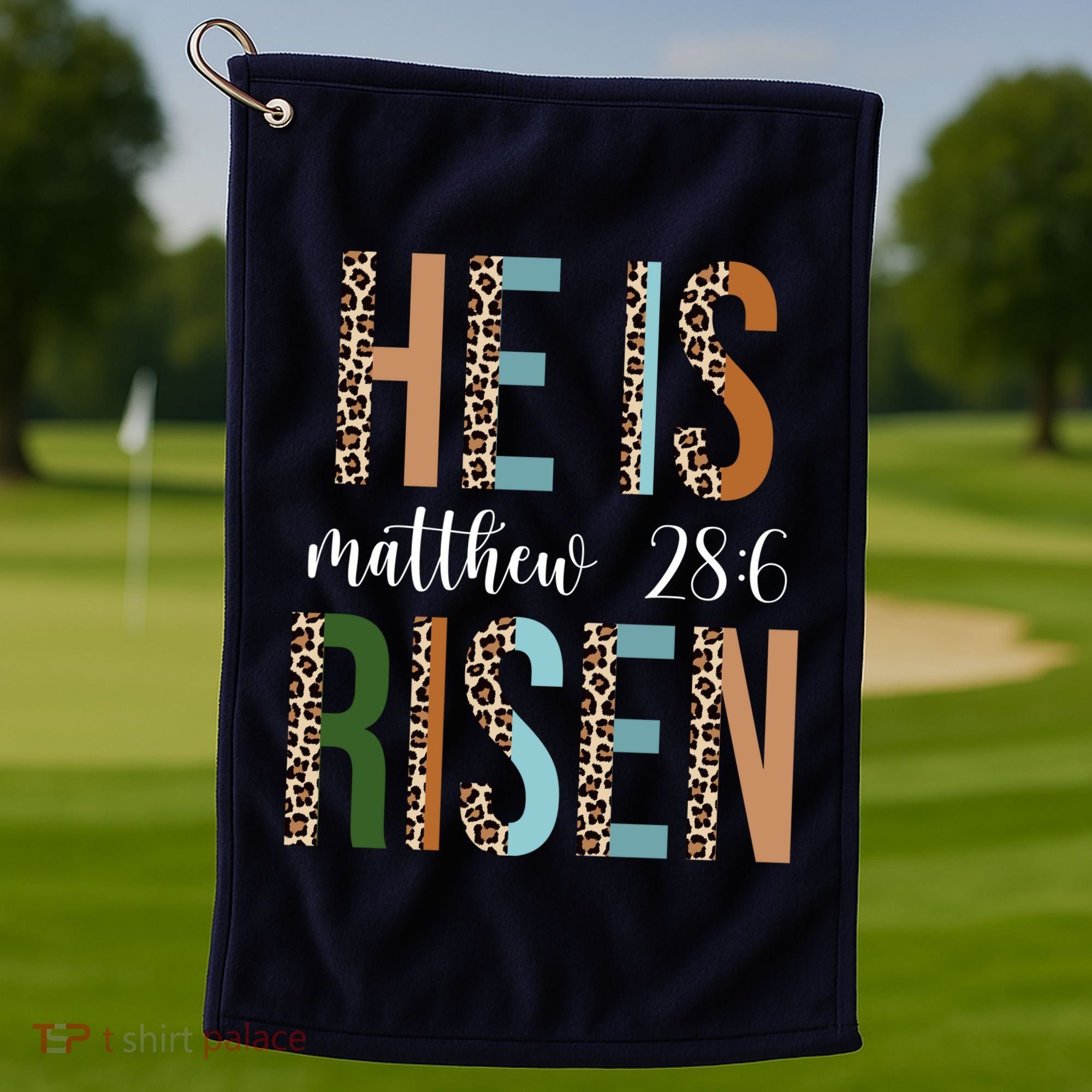 He Is Risen Matthew Bible Verse Golf Towel